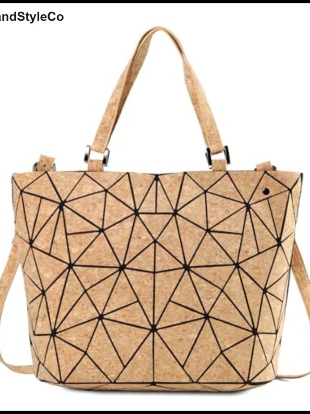 Cork Tote Bag Geometric Top Handle Shoulder Bag for Women